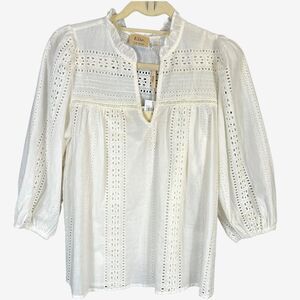 NWT Elie Elie Tahari eyelet cotton pullover  blouse top XS cream with cami